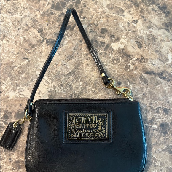 Coach Handbags - Gorgeous Rare Coach Black Wristlet with Gold Accents